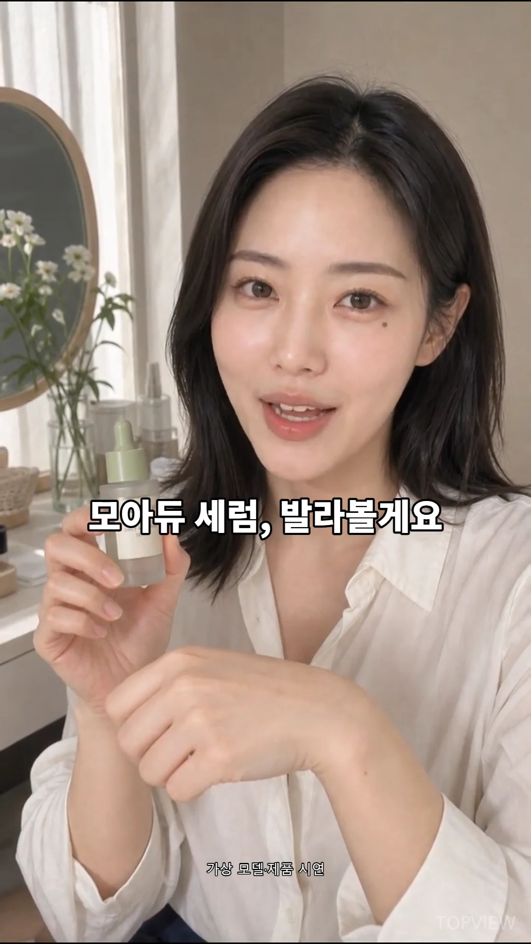 같은 MOADEW 모델이 제품을 소개하는 리뷰형 광고